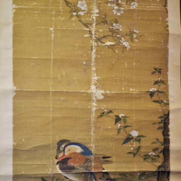 中国美術 清朝初期 花鳥図 掛軸