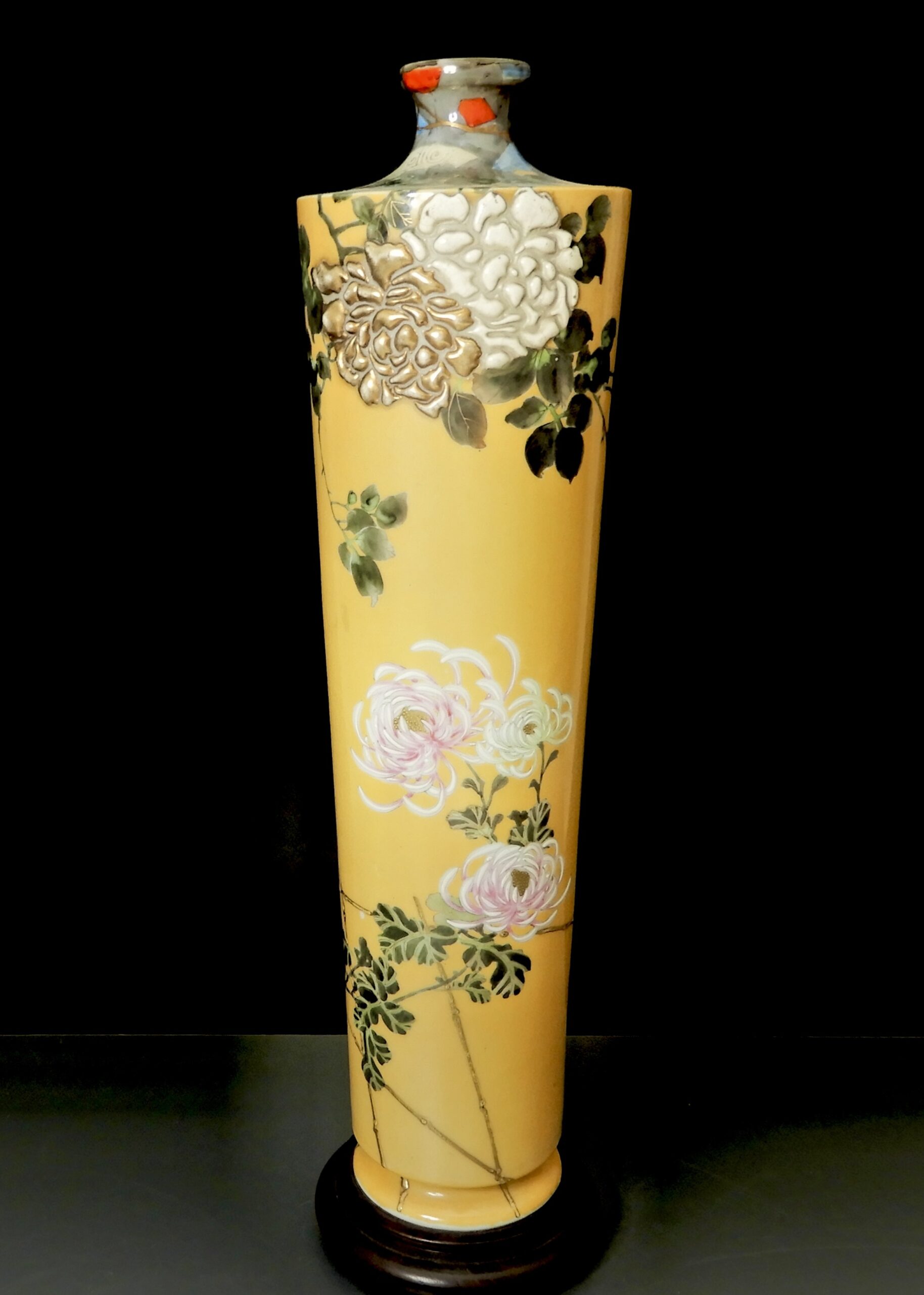 薩摩焼 金彩 丸十 花瓶 信山 - 工芸品
